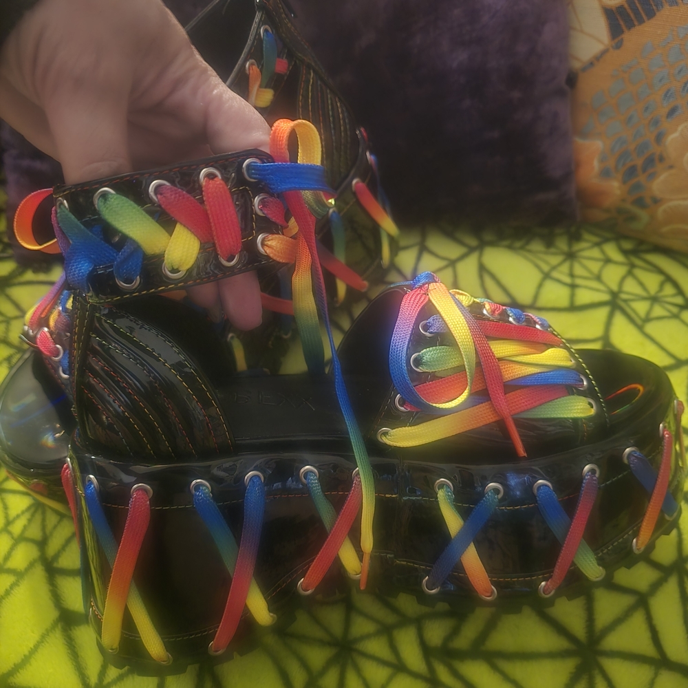 Sold out rare Club exx Rude Awakening Rainbow platforms.. - Picture 4 of 9